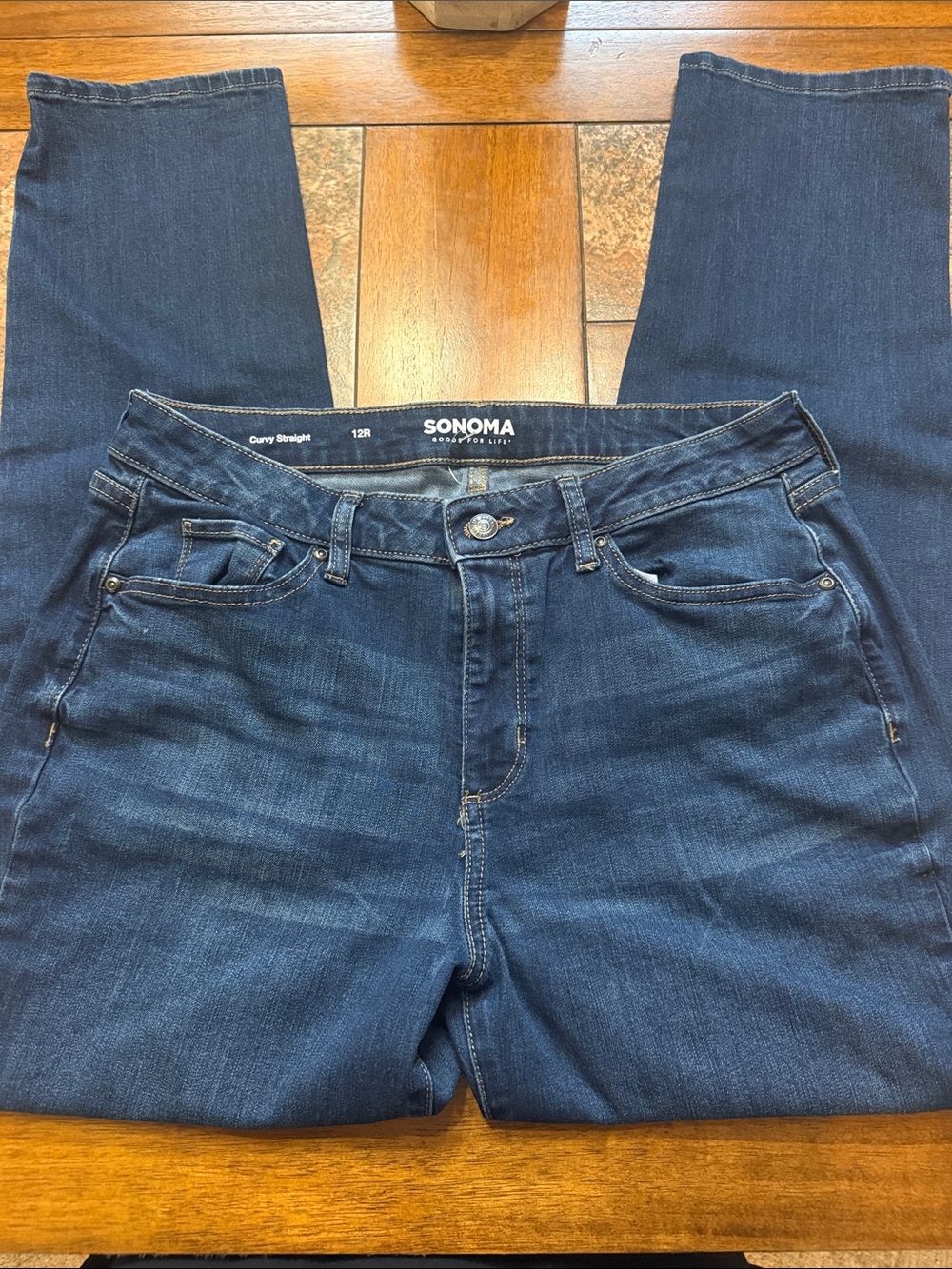 Sonoma Dark Blue Straight Leg Jeans Curvy 12R Like New!